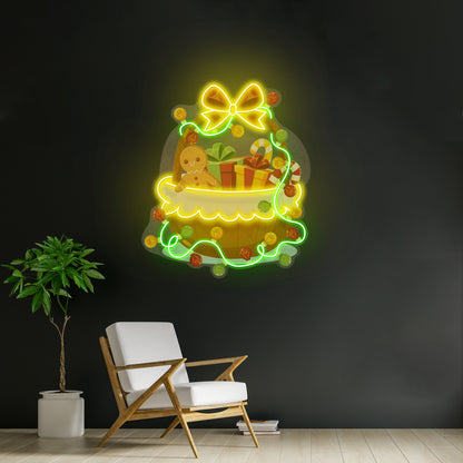 Christmas Gift Basket Neon Artwork For Sale