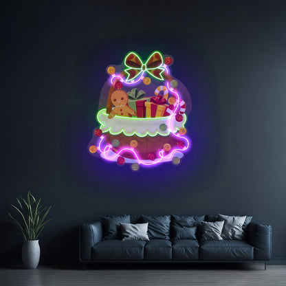 Christmas Gift Basket Neon Artwork For Sale