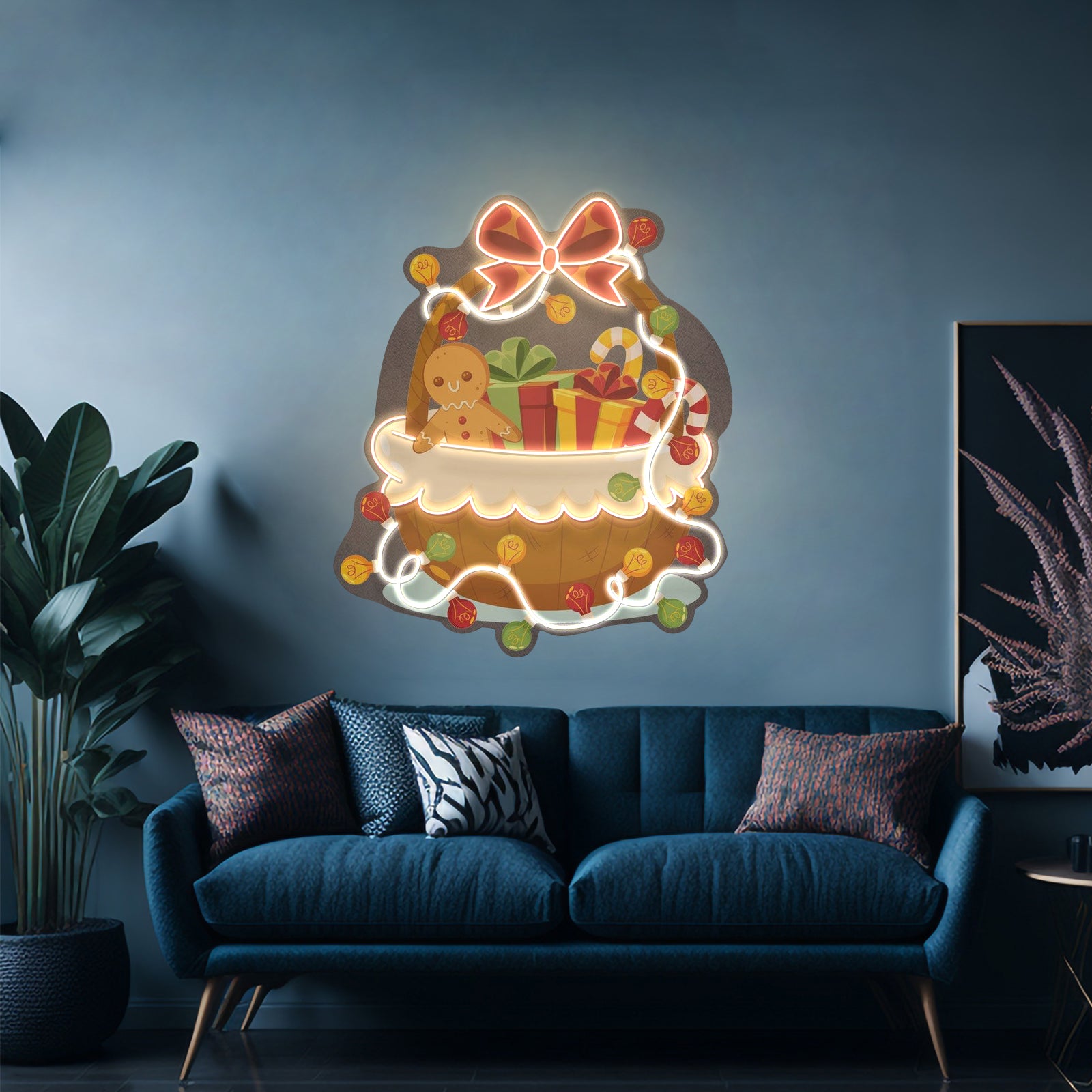 Christmas Gift Basket Neon Artwork For Sale