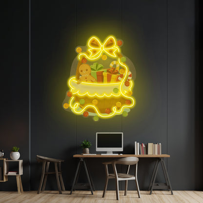 Christmas Gift Basket Neon Artwork For Sale