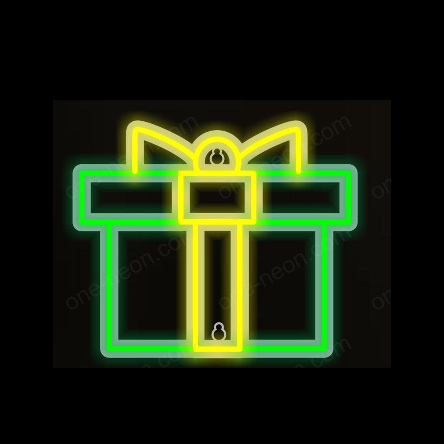 Christmas Gift Box Green Yellow Led Neon Sign Tabletop Holiday Decor | Shineneon