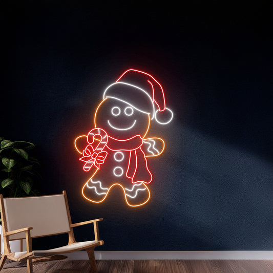 Christmas Gingerbread Man Neon Sign