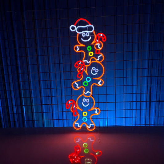 Christmas Gingerbread Men Neon Sign