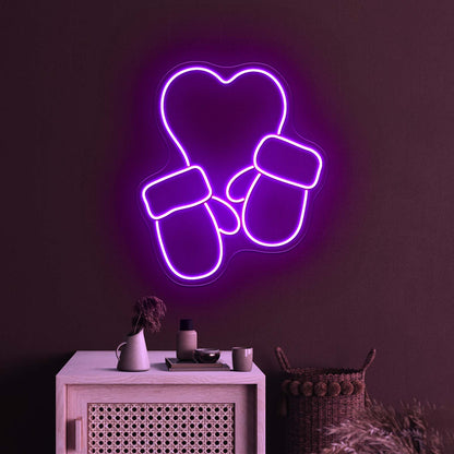 Christmas Gloves Led Purple Neon Sign