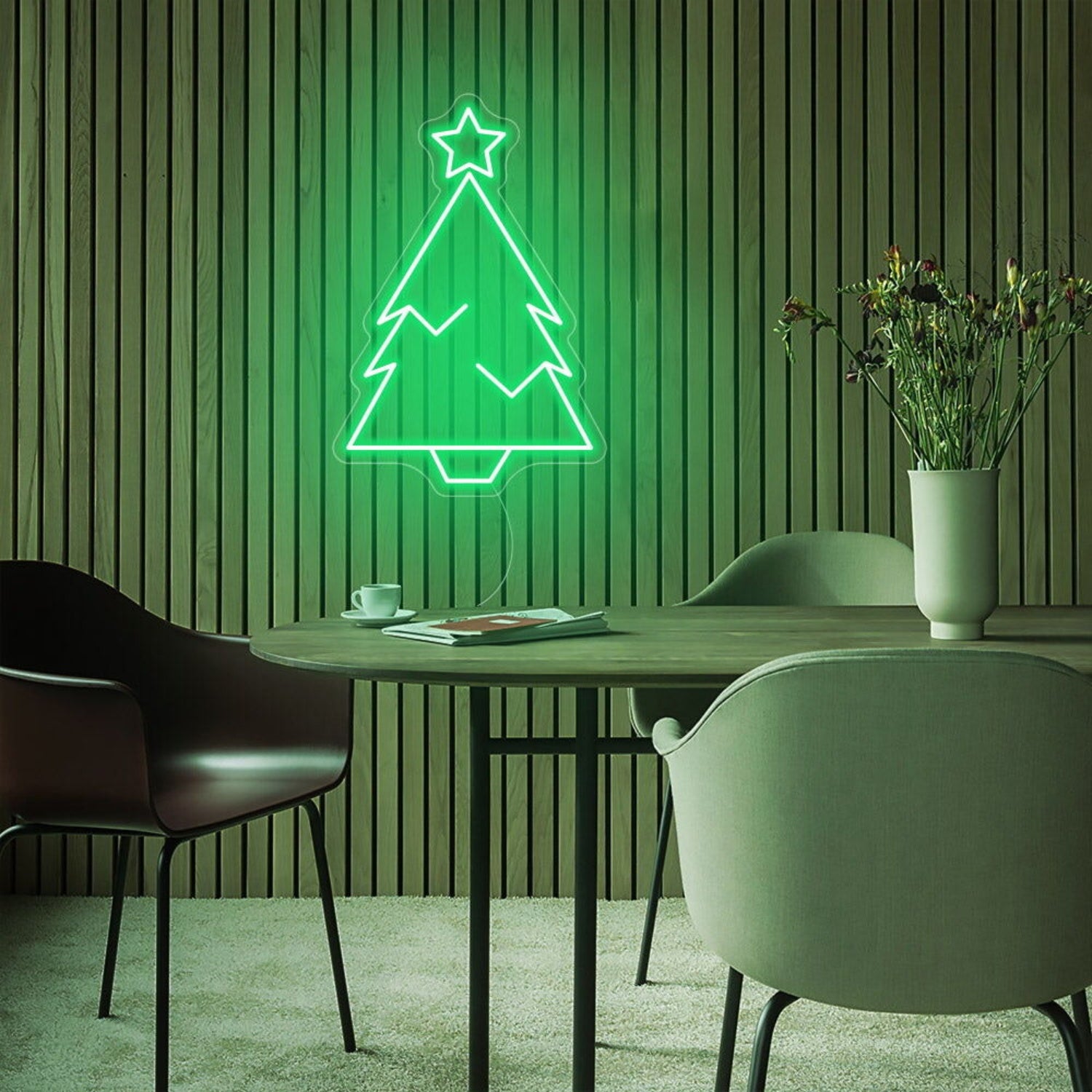 Christmas Green Tree With Star Christmas Neon Sign | Shineneon