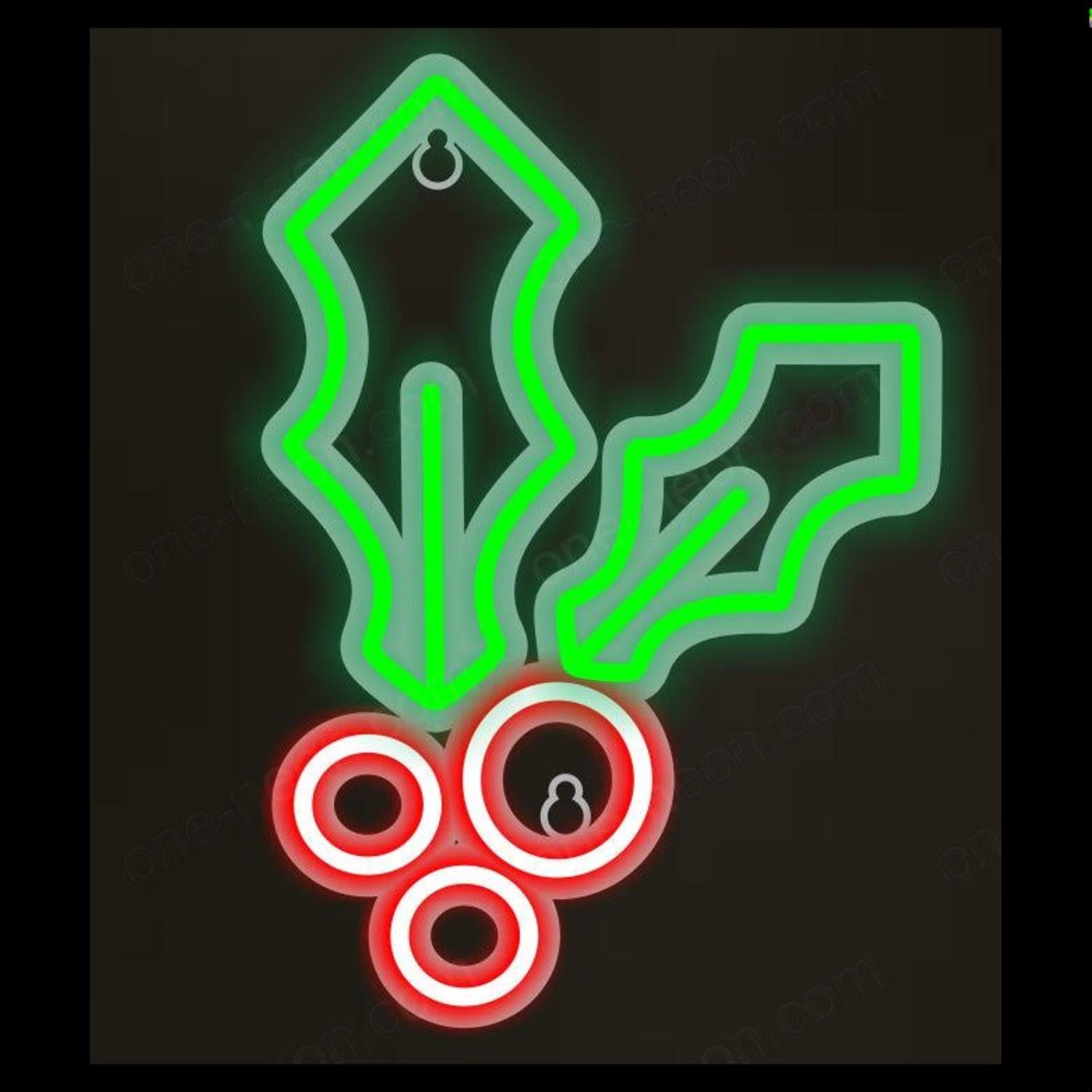 Christmas Holly Green Red Yellow Led Neon Sign For Festive Indoor Decor | Shineneon