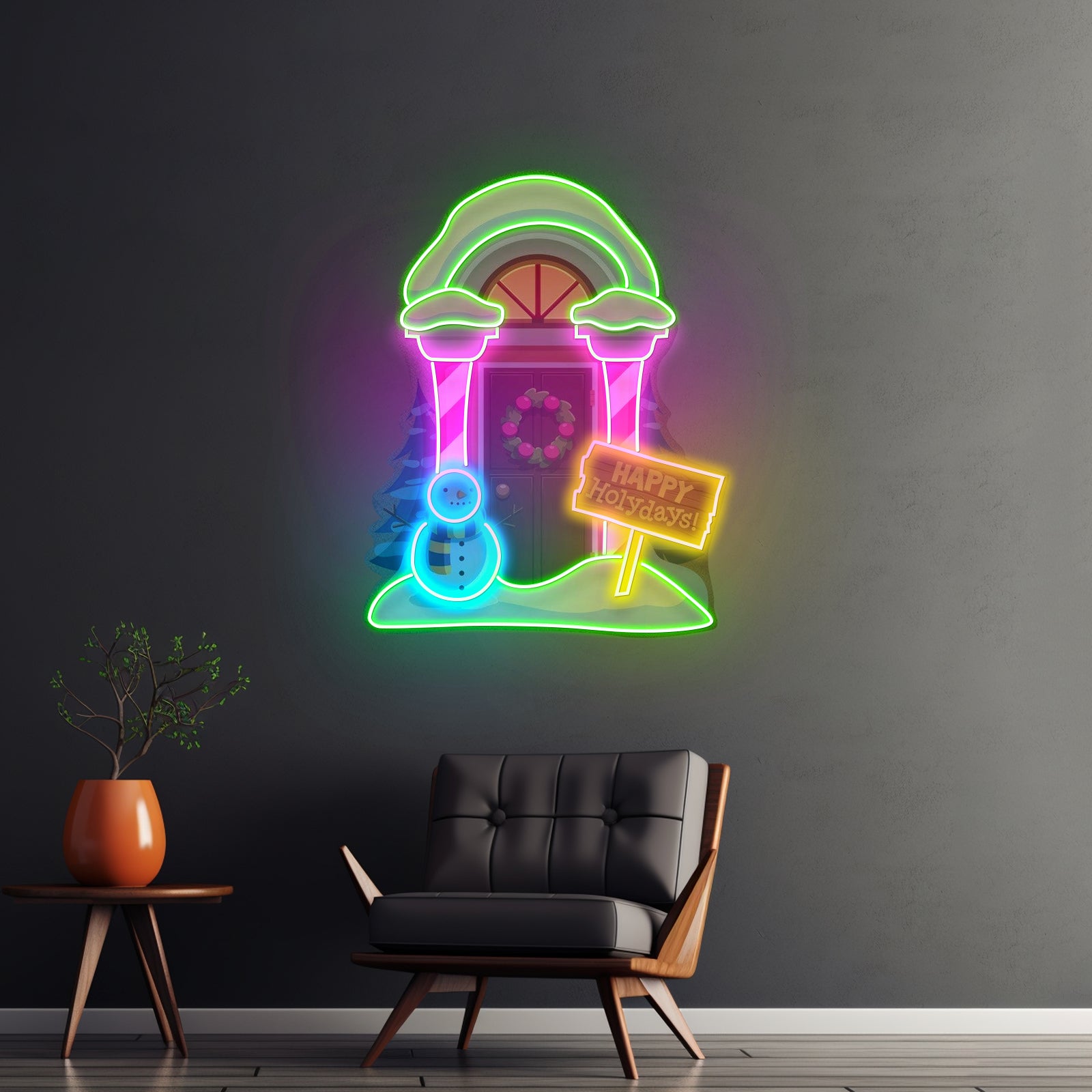 Christmas Pizza Tree Neon Artwork For Sale