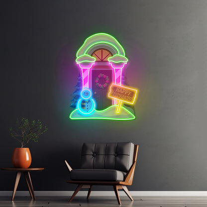 Christmas Pizza Tree Neon Artwork For Sale