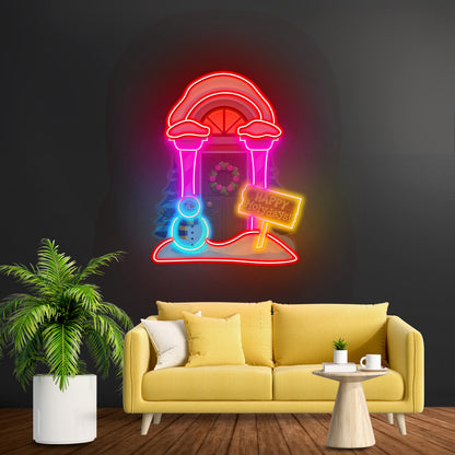 Christmas Pizza Tree Neon Artwork For Sale