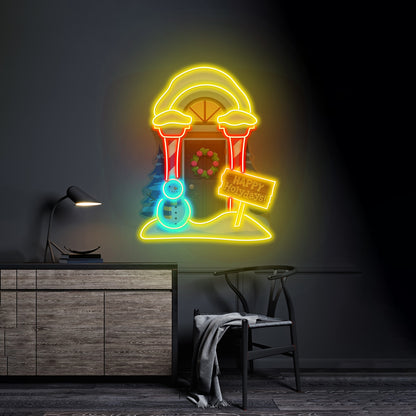 Christmas Pizza Tree Neon Artwork For Sale