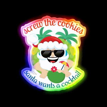 Christmas In July Santa Cocktail Bar Decor Led Neon Sign Rgb Color - LED neon sign close-up detail