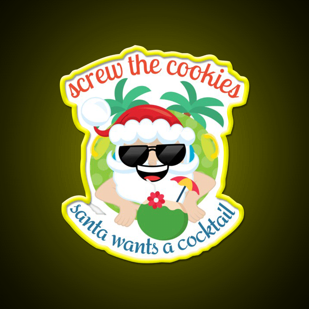Christmas In July Santa Cocktail Bar Decor Led Neon Sign Rgb Color - Custom LED neon sign front view