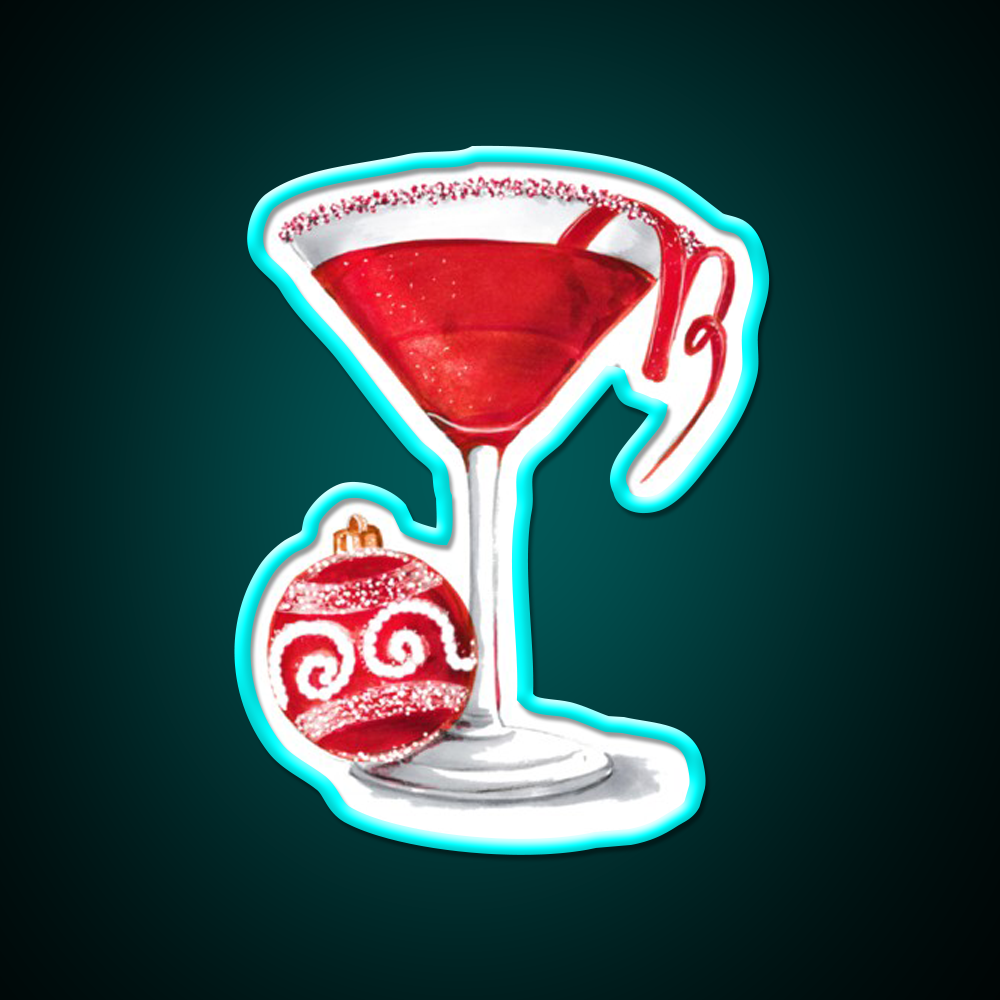 Christmas Martini Cocktail Bar Decor Led Neon Sign Rgb Color - Size and dimension reference
