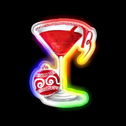 Christmas Martini Cocktail Bar Decor Led Neon Sign Rgb Color - LED neon sign close-up detail