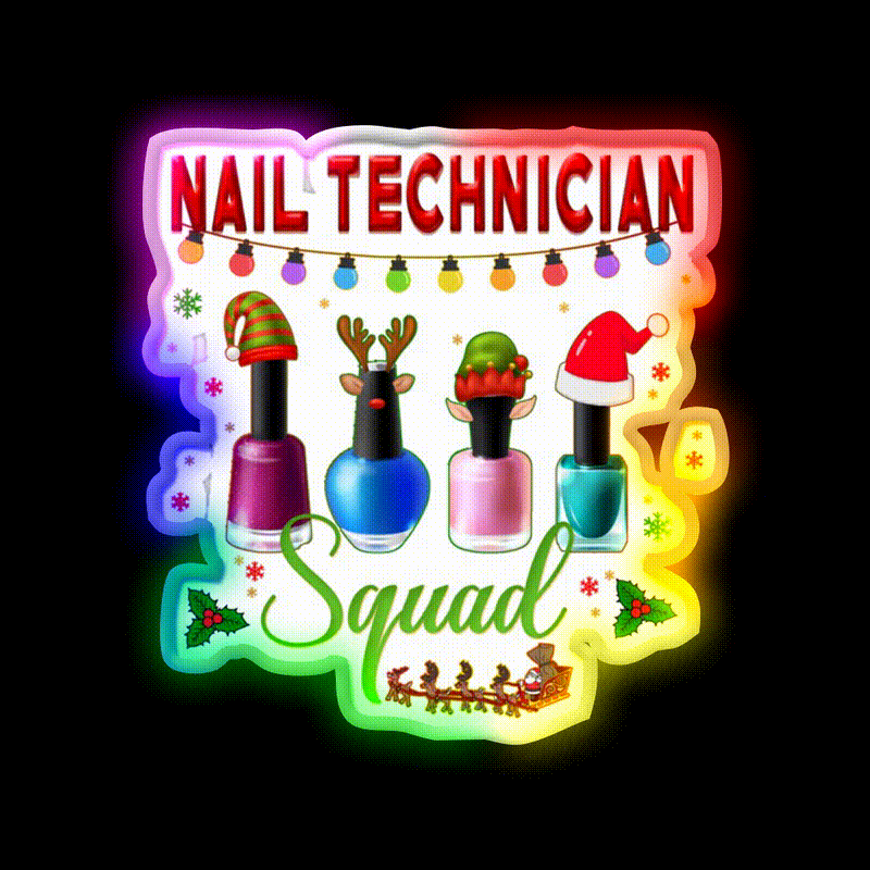 Christmas Nail Technician Xmas Salon Nail Salon Led Neon Sign Rgb Color - LED neon sign close-up detail