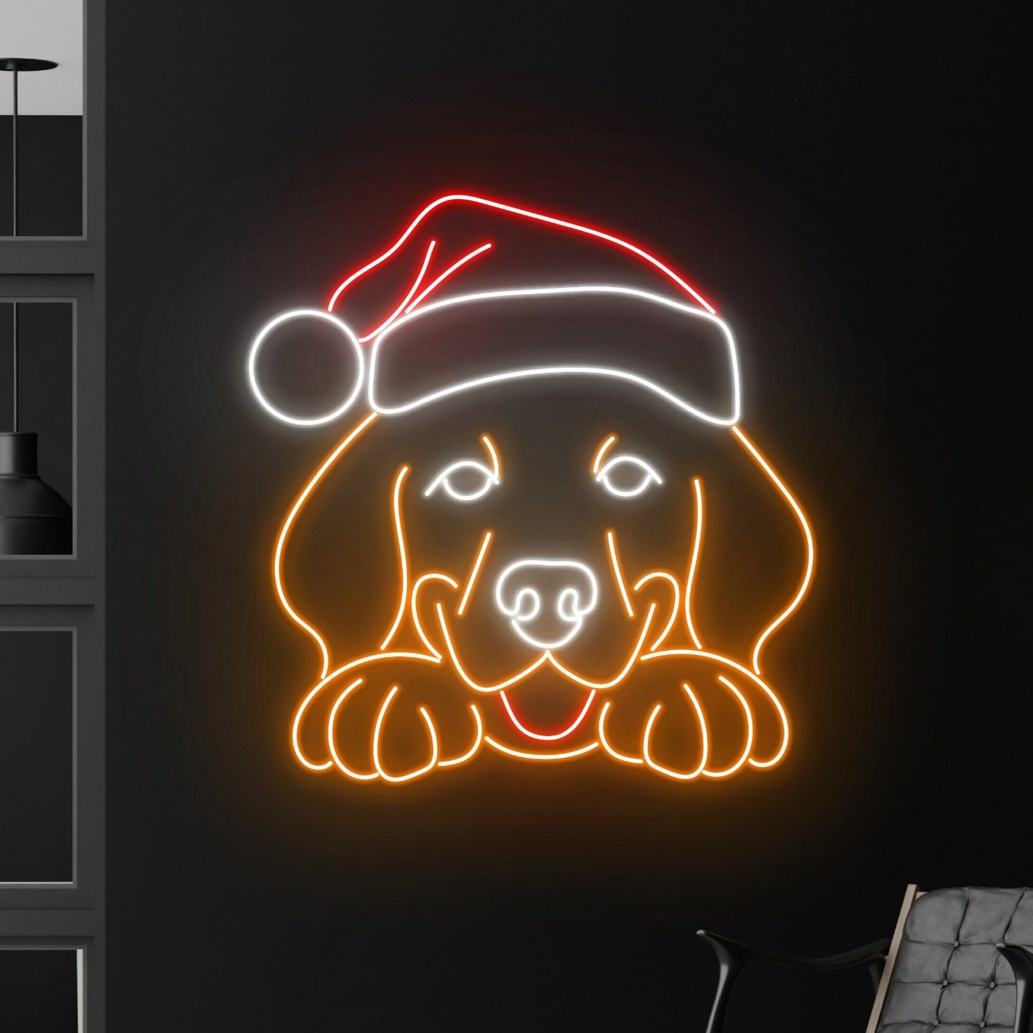 Christmas Parties Labrador Christmas Hat Led Neon Sign | Shineneon