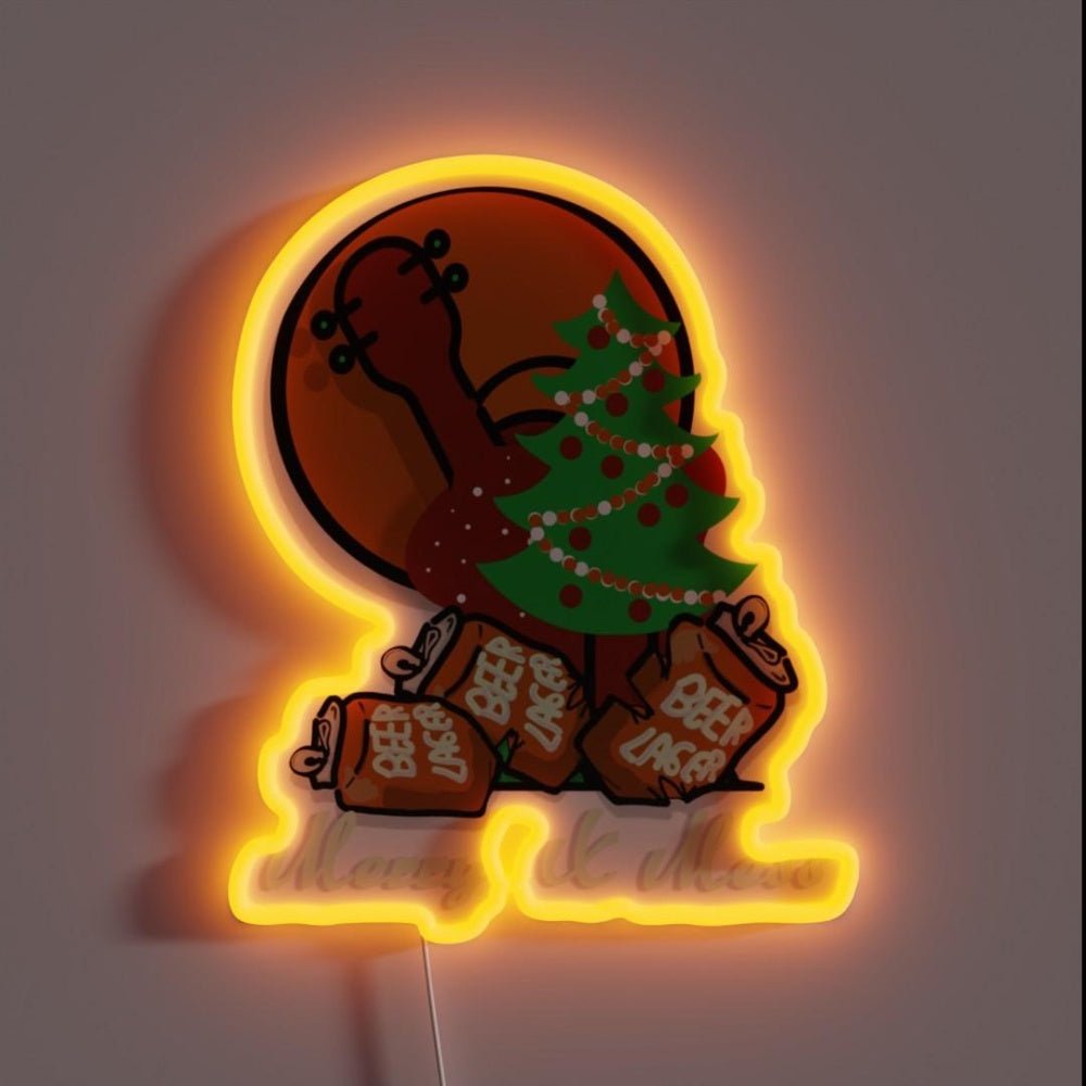 Christmas Party Saying Cartoon Beer Can Rgb Led Neon Sign - Shineneon