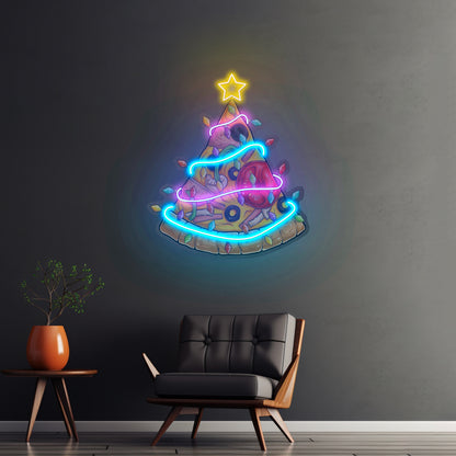 Christmas Pizza Tree Neon Artwork For Sale