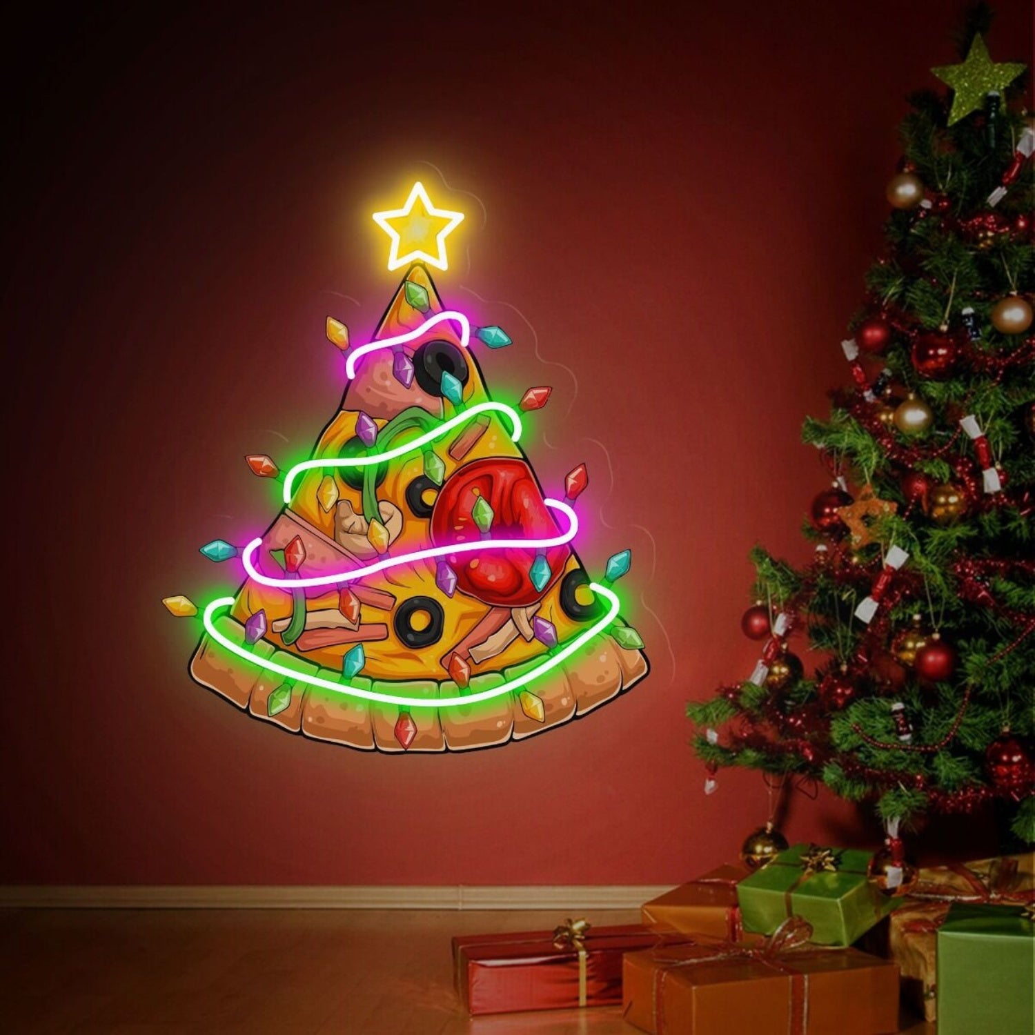Christmas Pizza Tree Neon Sign | Shineneon