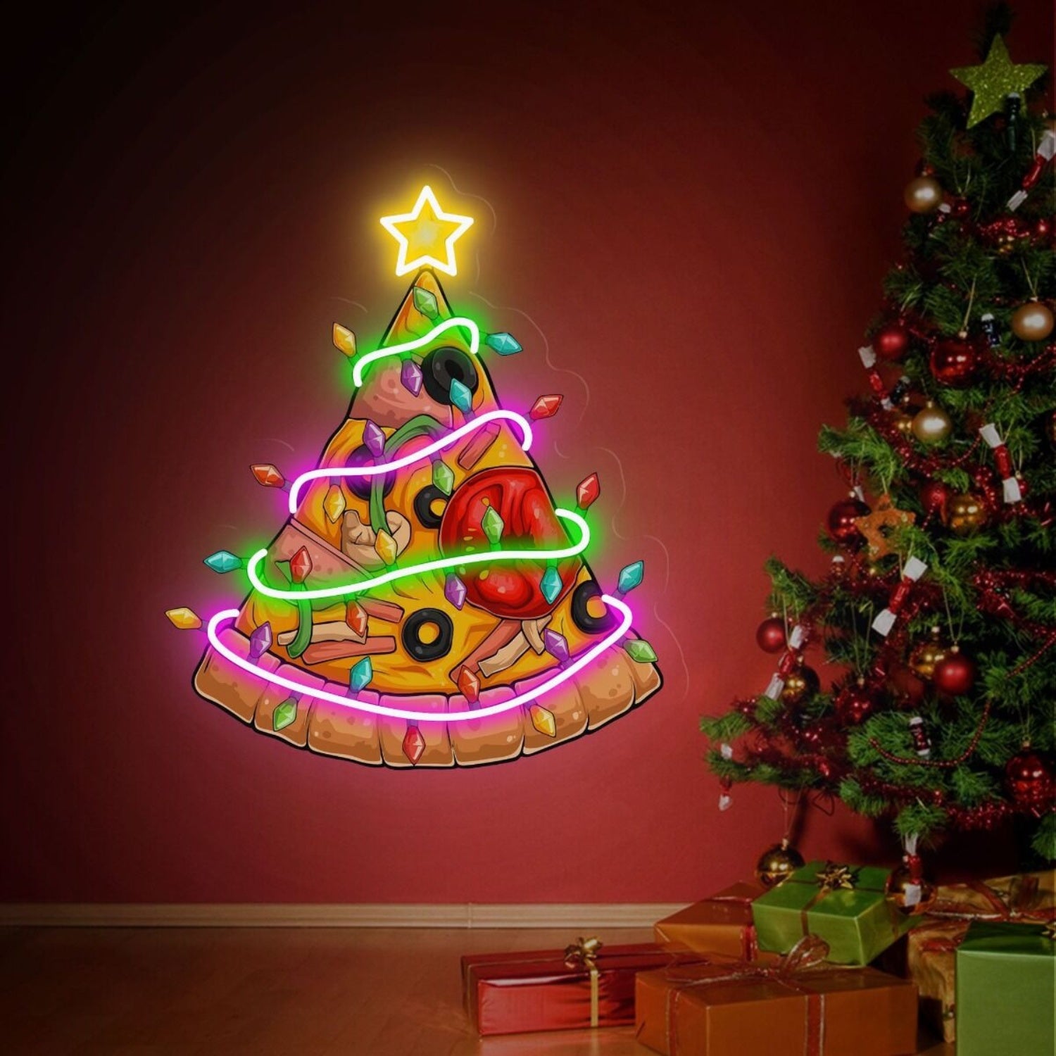 Christmas Pizza Tree Neon Sign | Shineneon