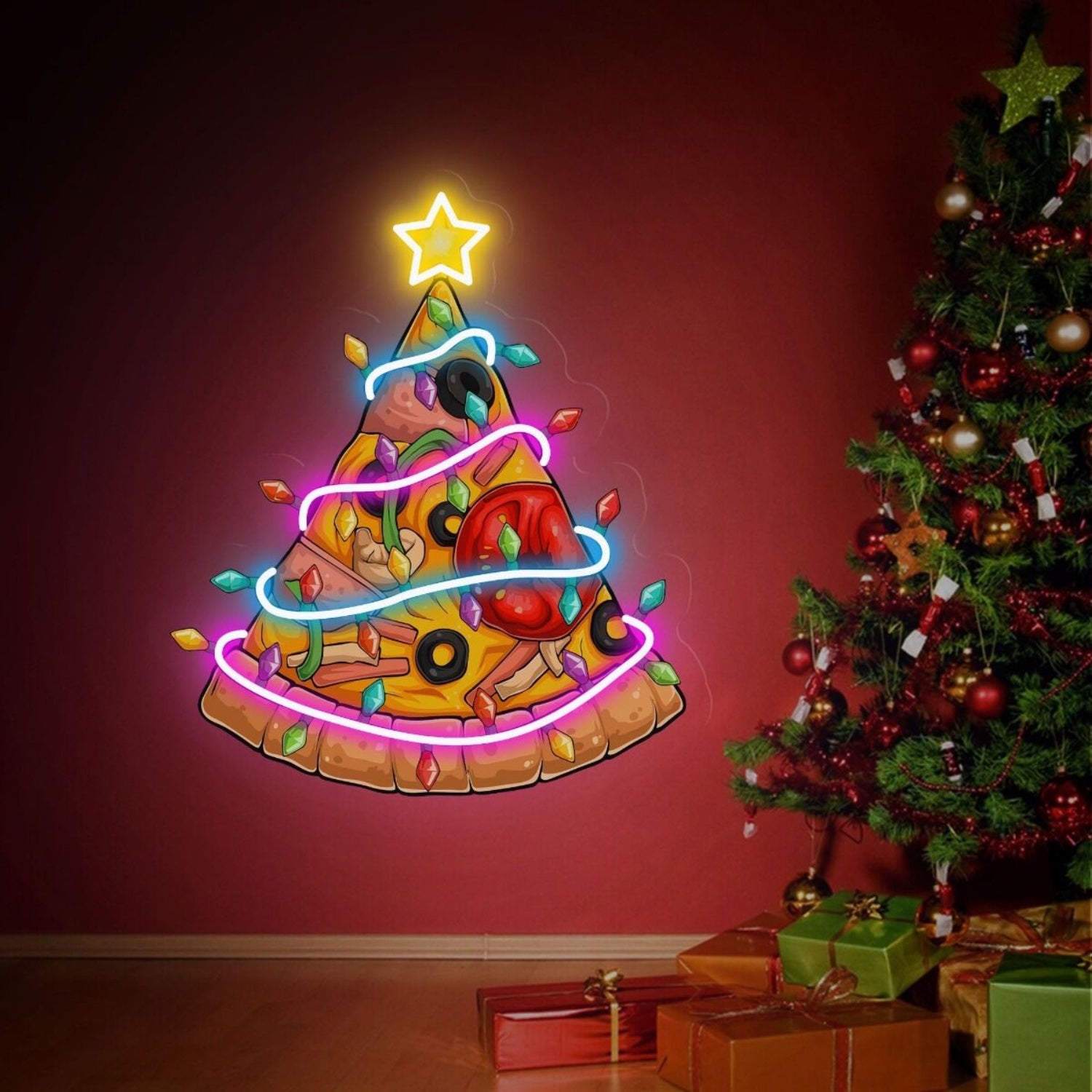 Christmas Pizza Tree Neon Sign | Shineneon