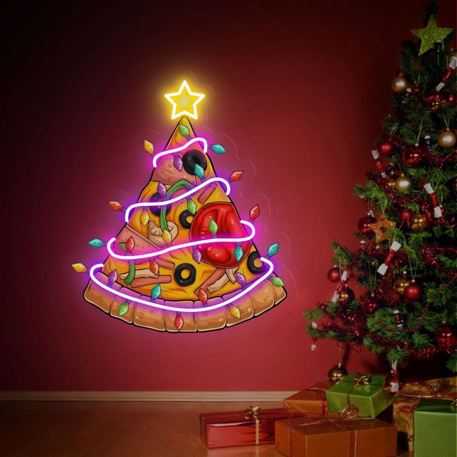 Christmas Pizza Tree Neon Sign | Shineneon