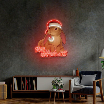 Christmas Rabbit Red White Uv Printed Led Neon Sign Home Holiday Decor | Shineneon
