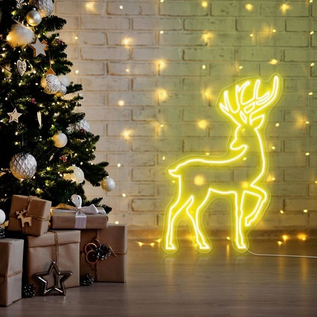 Christmas Reindeer Led Sign Business Neon Signs Wall Art