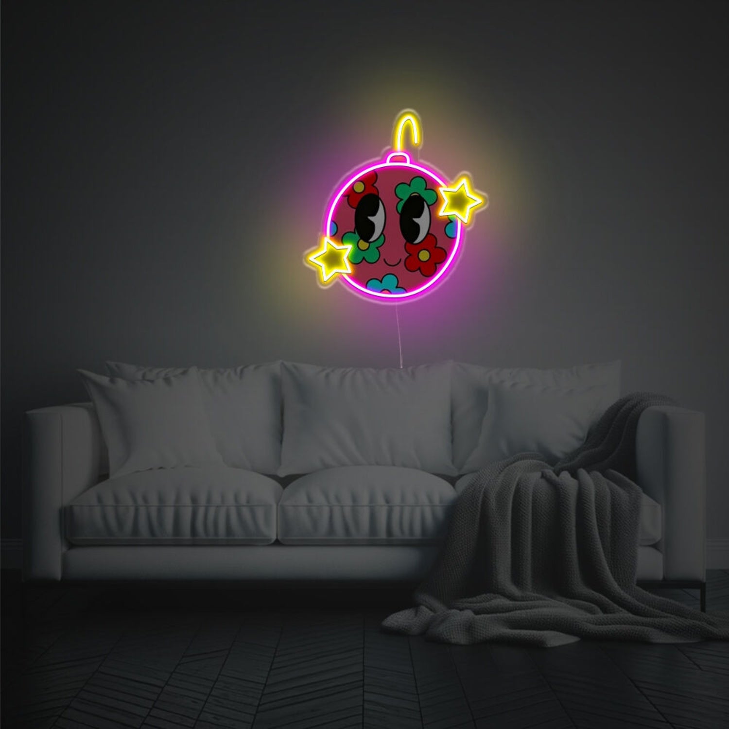 Christmas Ring Bell With Flowers Led Neon Acrylic Artwork | Shineneon