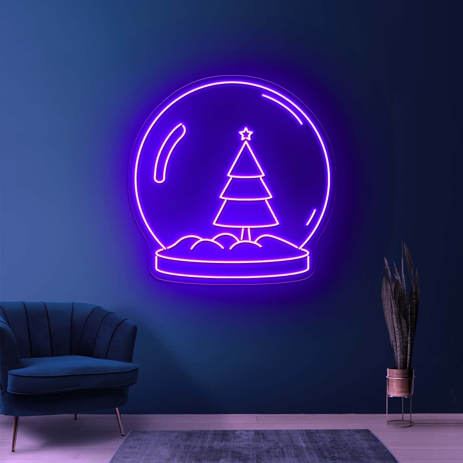 Christmas Snowglobe Purple Led Neon Signs - Shineneon