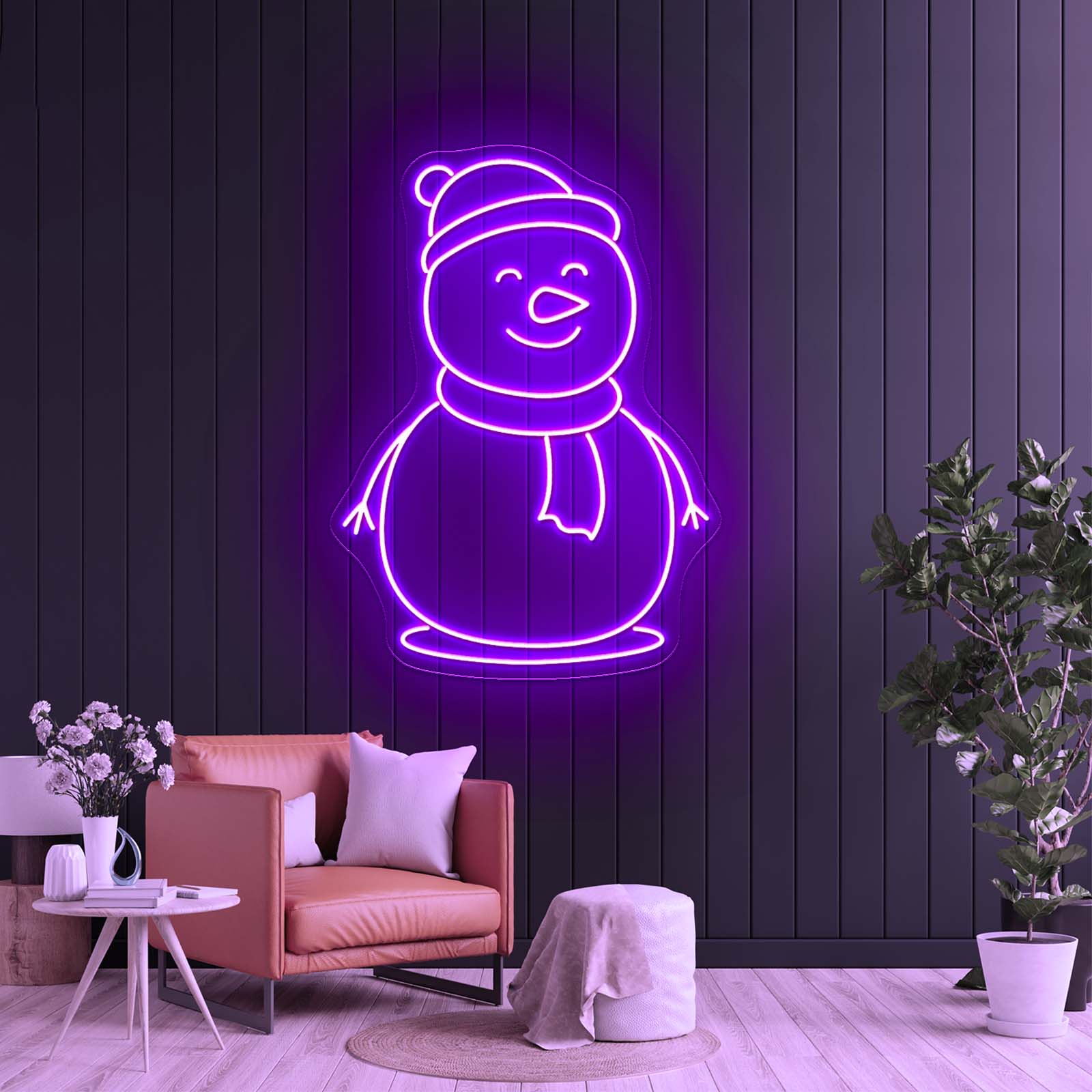 Christmas Snowman Purple Led Neon Sign - Shineneon