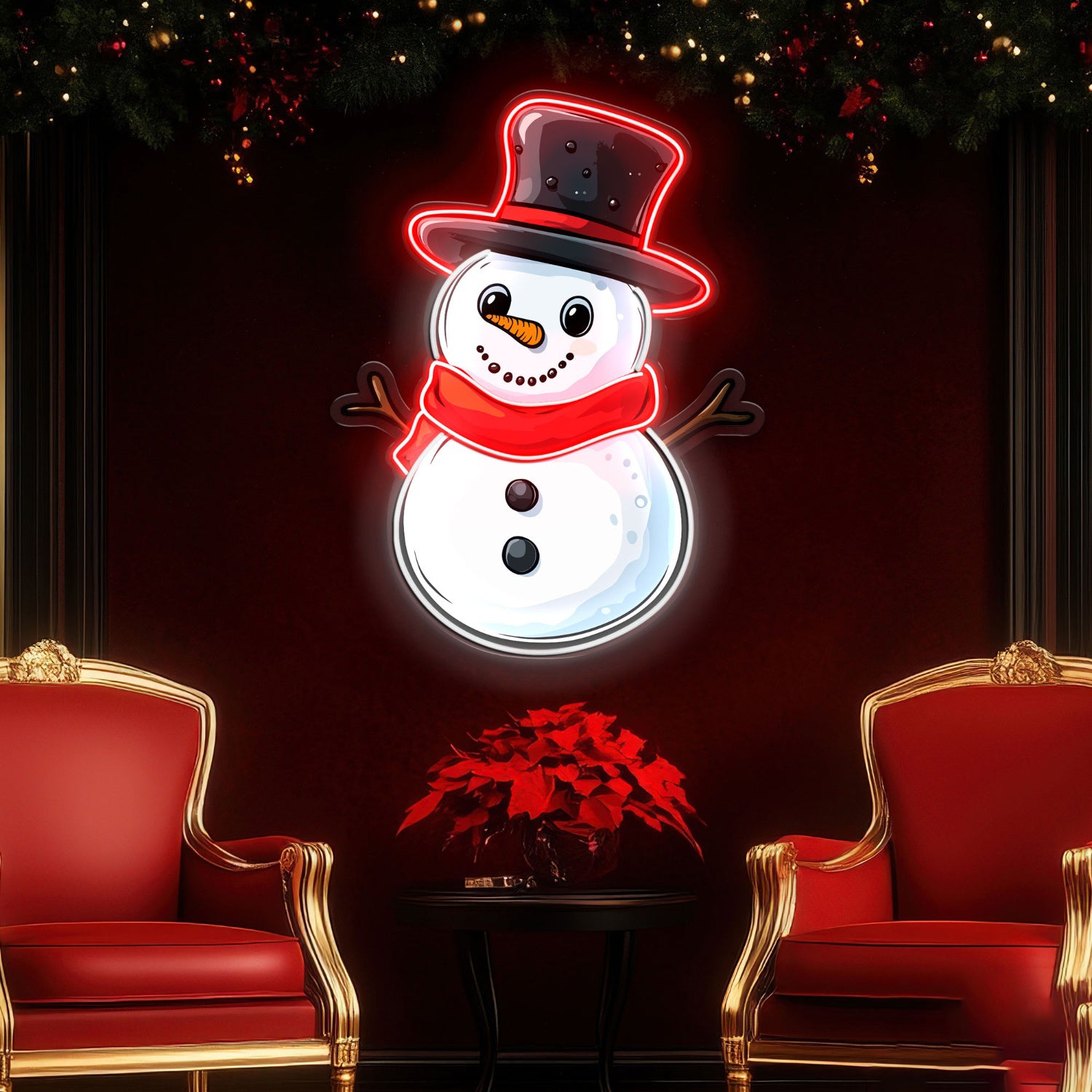 Christmas Snowman with Hat and Scarf Acrylic Led Neon Sign | Shineneon