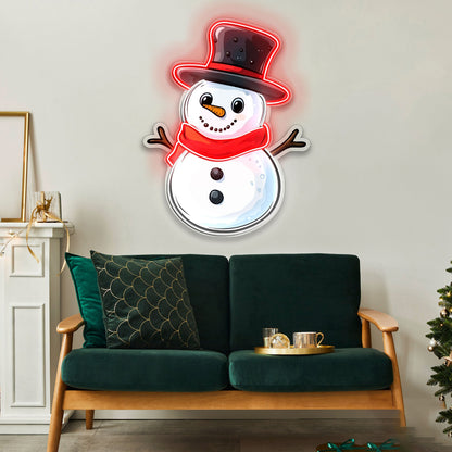 Christmas Snowman with Hat and Scarf Acrylic Led Neon Sign | Shineneon