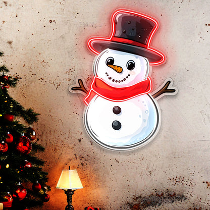 Christmas Snowman with Hat and Scarf Acrylic Led Neon Sign | Shineneon