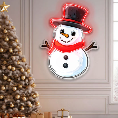 Christmas Snowman with Hat and Scarf Acrylic Led Neon Sign | Shineneon