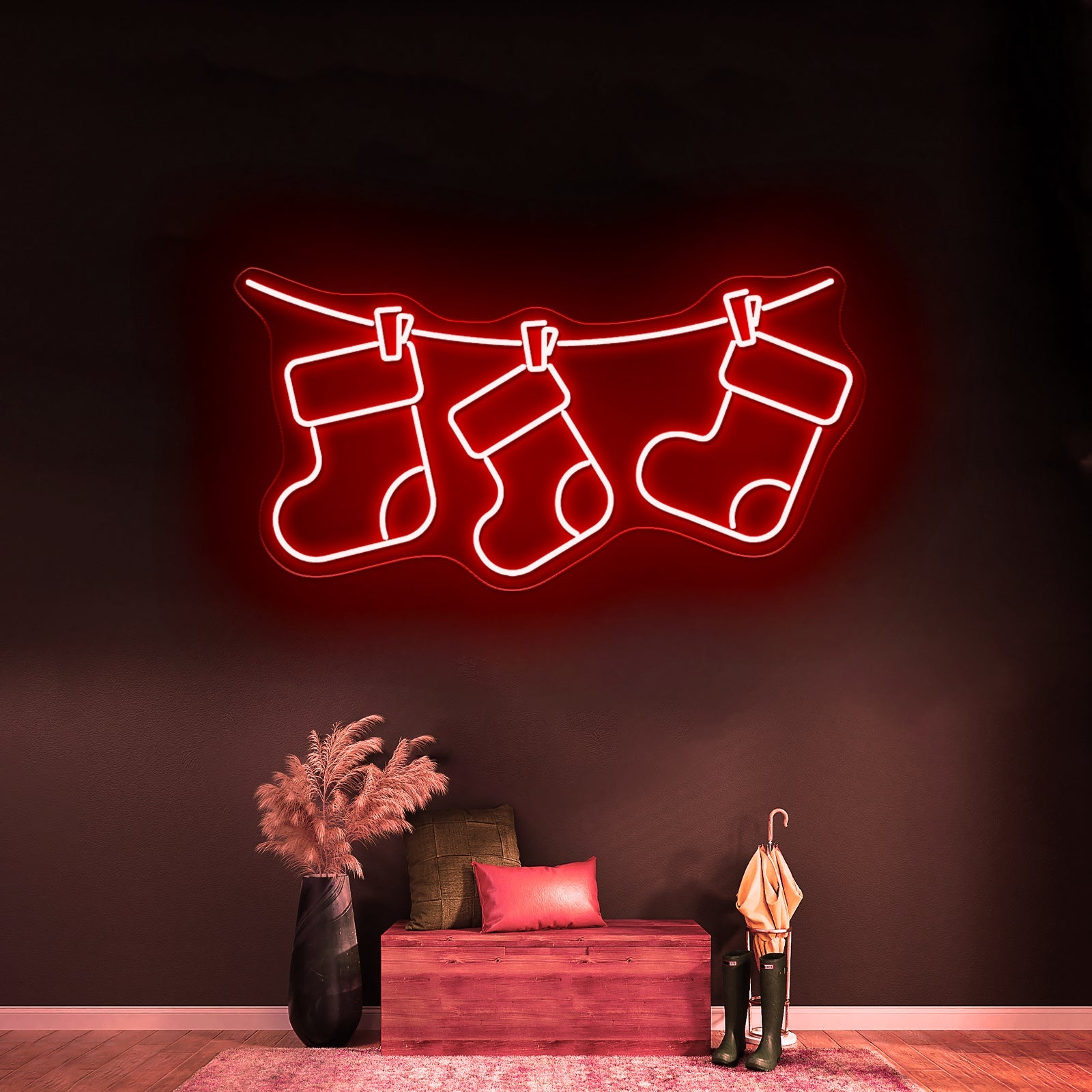 Christmas Socks Cute Purple Led Neon Sign - Shineneon