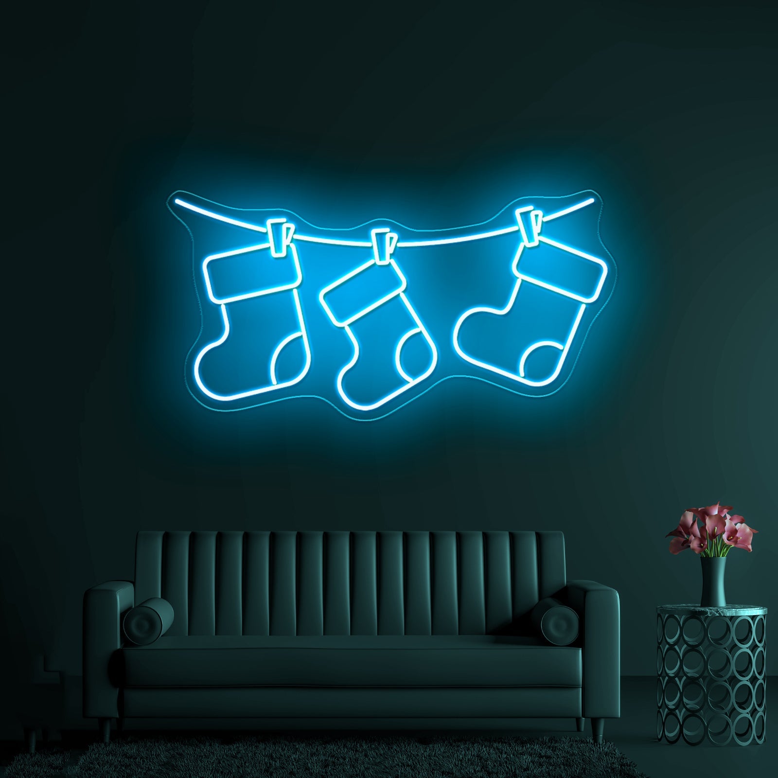 Christmas Socks Cute Purple Led Neon Sign - Shineneon