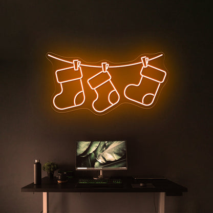 Christmas Socks Cute Purple Led Neon Sign - Shineneon