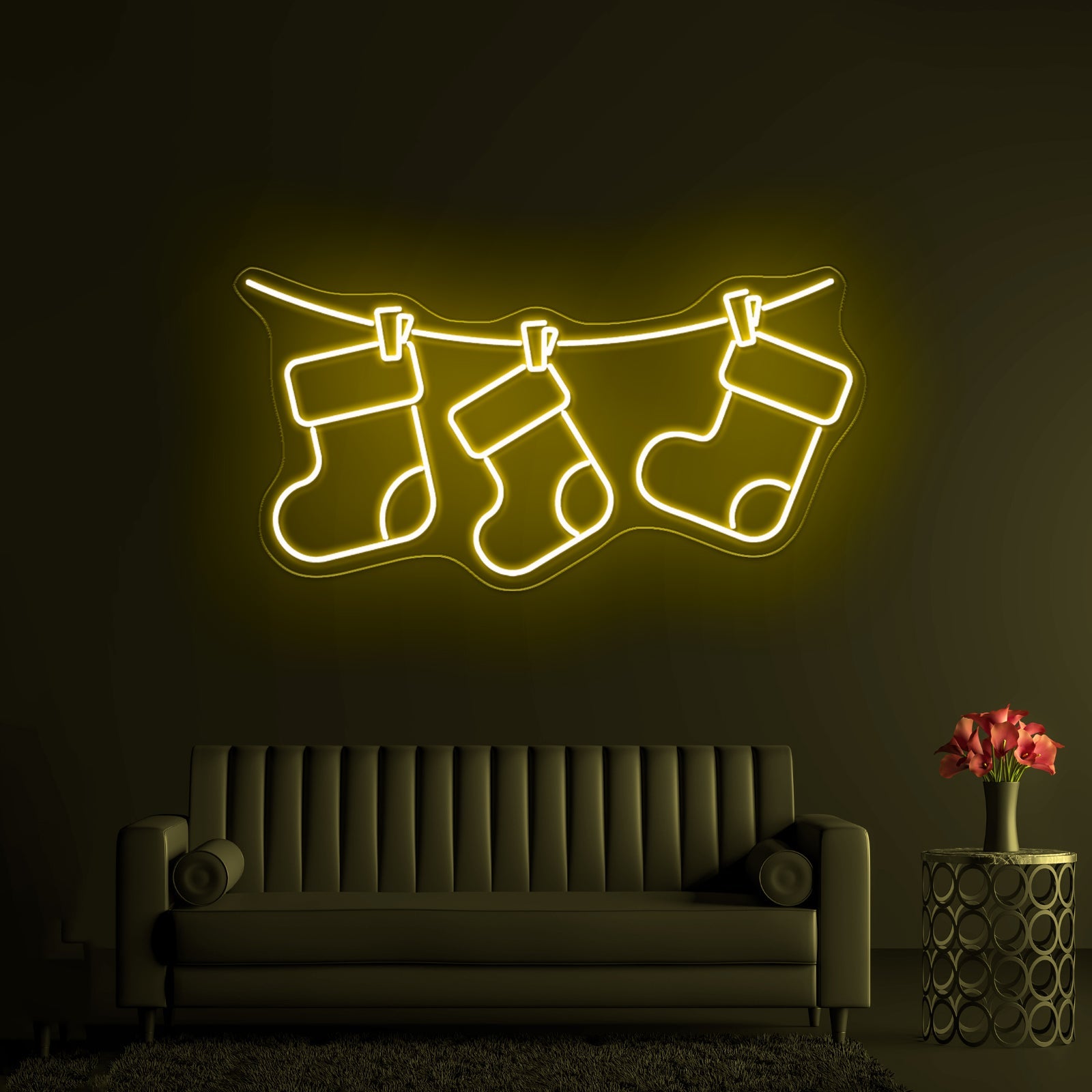 Christmas Socks Cute Purple Led Neon Sign - Shineneon