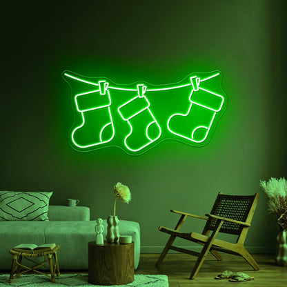 Christmas Socks Cute Purple Led Neon Sign - Shineneon