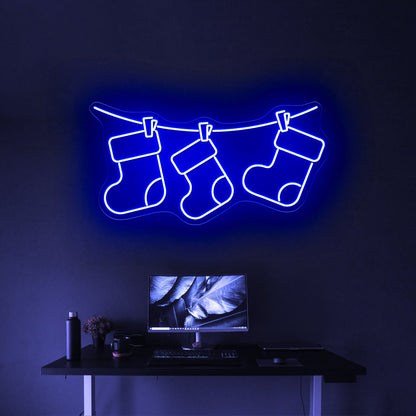 Christmas Socks Cute Purple Led Neon Sign - Shineneon