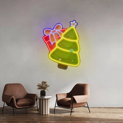 Christmas Tree Gift Led Neon Acrylic Artwork For Sale - Shineneon