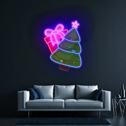 Christmas Tree Gift Led Neon Acrylic Artwork For Sale - Shineneon