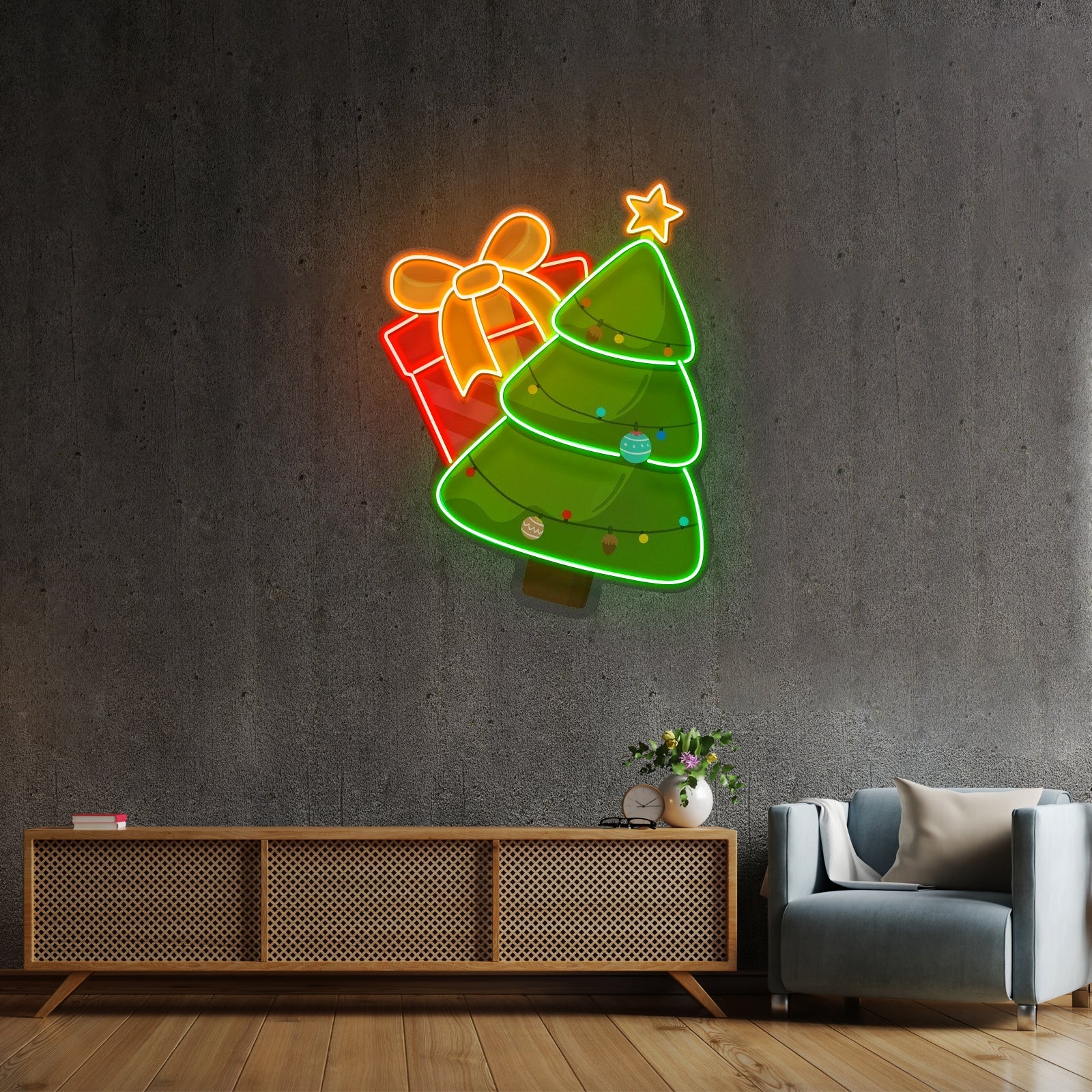 Christmas Tree Gift Led Neon Acrylic Artwork For Sale - Shineneon