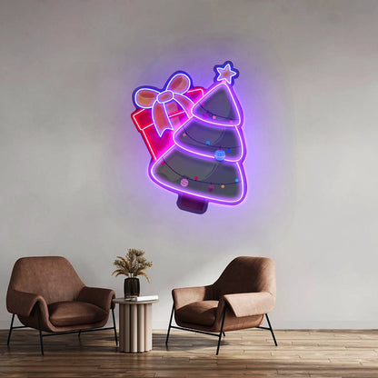 Christmas Tree Gift Led Neon Acrylic Artwork For Sale - Shineneon