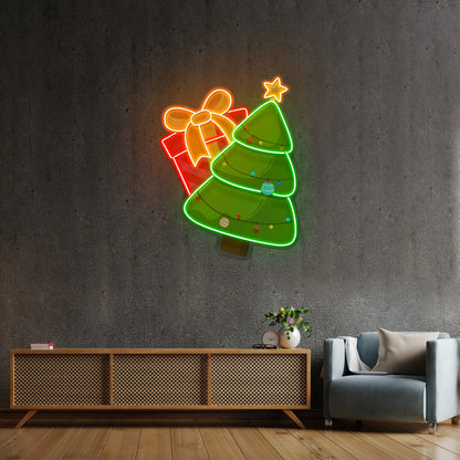 Christmas Tree Gift Led Neon Acrylic Artwork For Sale