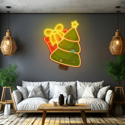 Christmas Tree Gift Led Neon Acrylic Artwork For Sale