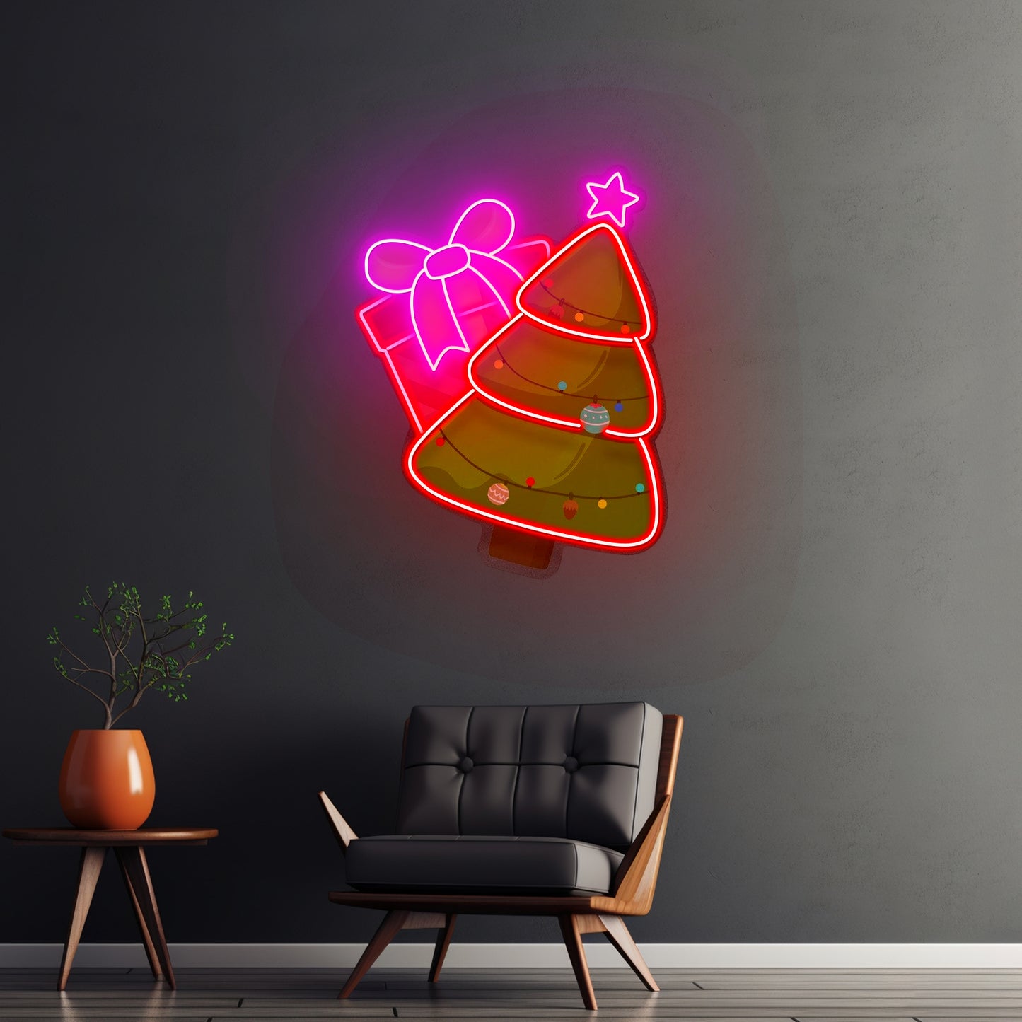 Christmas Tree Gift Led Neon Acrylic Artwork For Sale