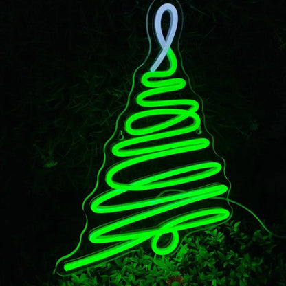 Christmas Tree Green White Spiral Led Neon Sign For Holiday Decor | Shineneon