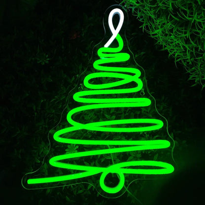 Christmas Tree Green White Spiral Led Neon Sign For Holiday Decor | Shineneon